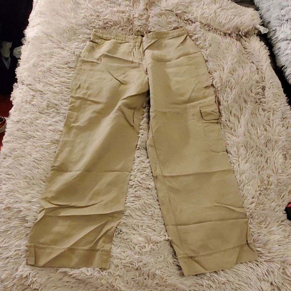 Tan linen blend drawstring J.Jill pants size M-P